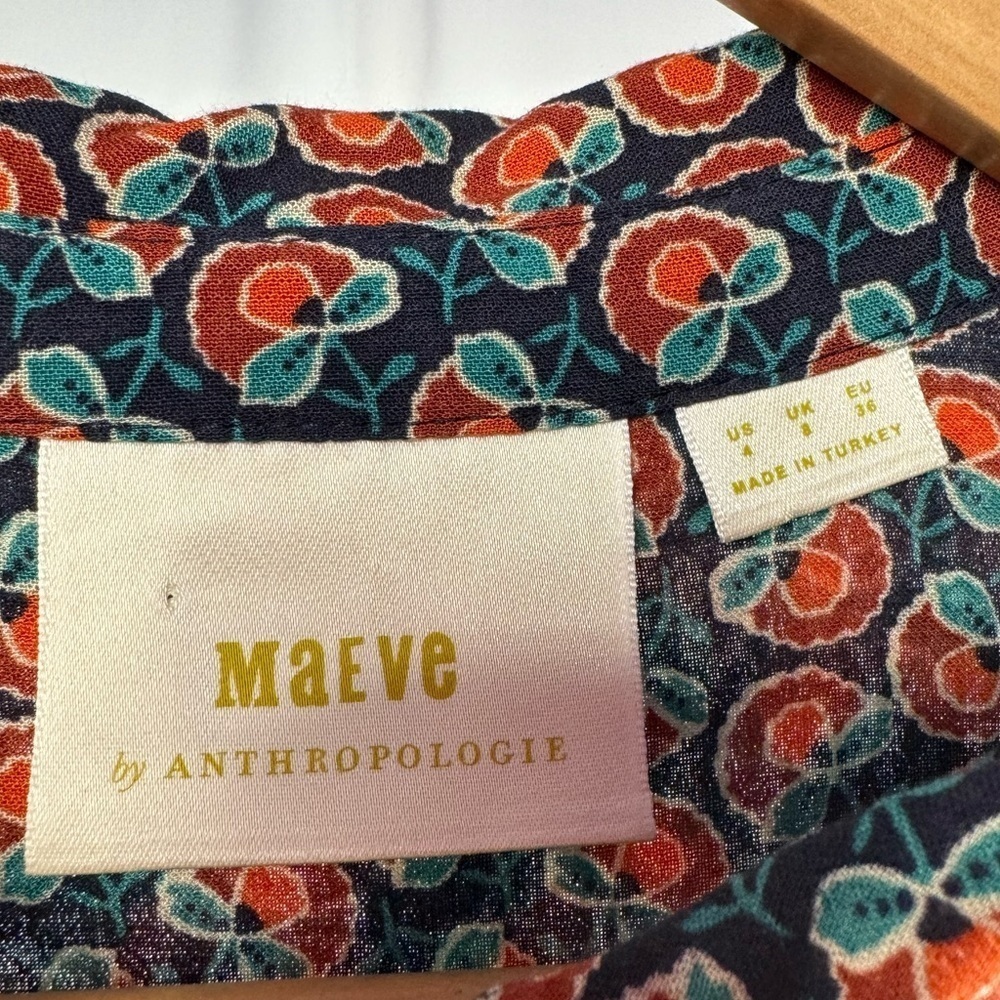 Maeve by Anthropologie Janie Flounced Peasant Blouse in Multi Size 4‎ - Picture 5 of 10